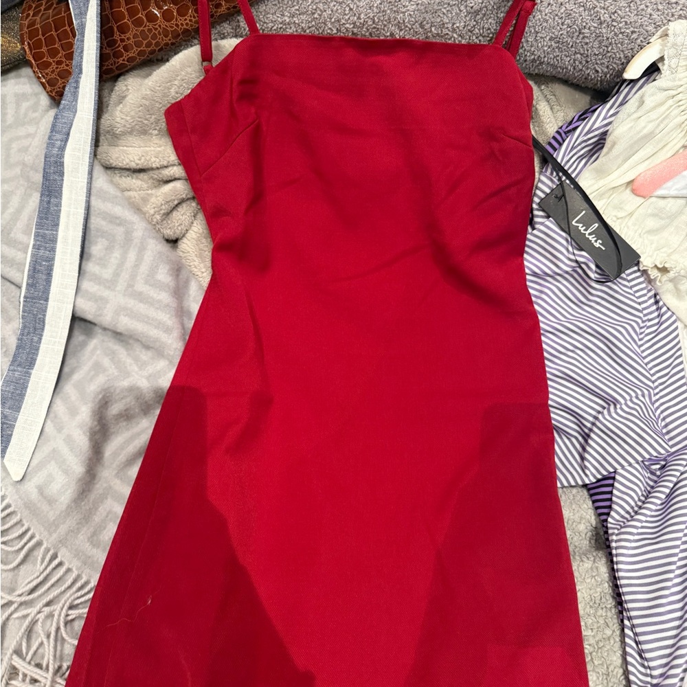 Lulu's Strapless Red Dress
